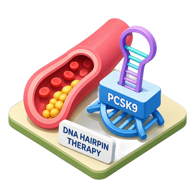 DNA hairpin therapy targets the gene behind high cholesterol