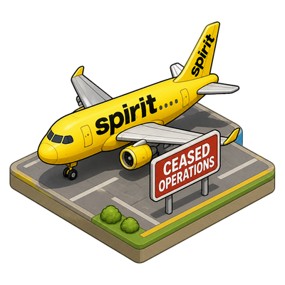 Spirit Airlines ceases operations after federal rescue package fails