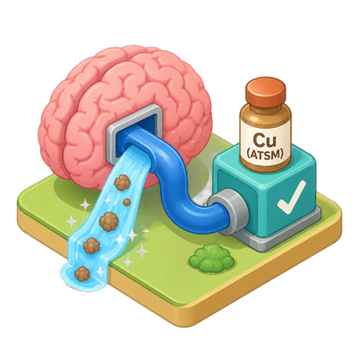 Copper drug repairs the brain's waste-clearance pumps in Alzheimer's mice