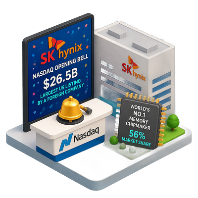 SK Hynix debuts on Nasdaq in largest US listing by a foreign company