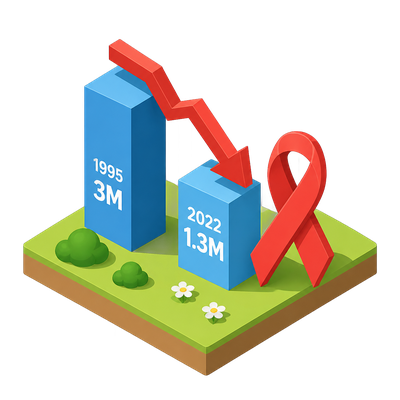 Global HIV infections and AIDS deaths fall to three-decade lows