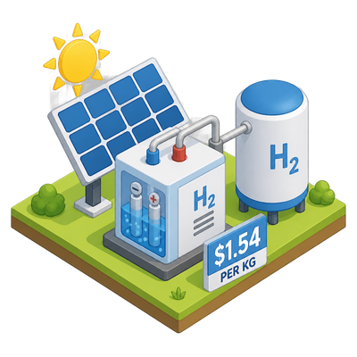 Solar-powered electrolyzer makes hydrogen for under $2 a kilogram