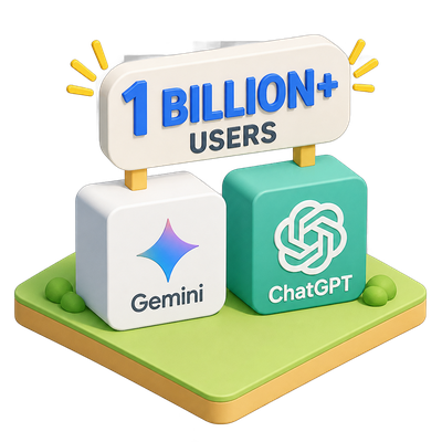 Gemini and ChatGPT both cross a billion users