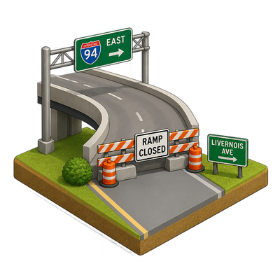 EB I-94 ramp to Livernois closes for bridge work in Detroit