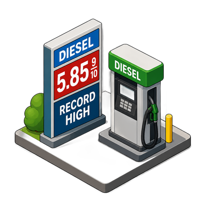 US diesel prices hit record high as conflicts squeeze global supply