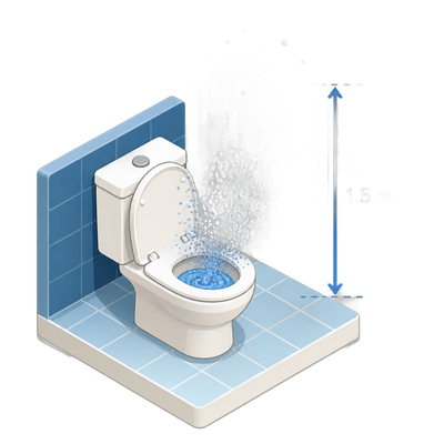 Flushing toilets spray microbes into the breathing zone, new review finds