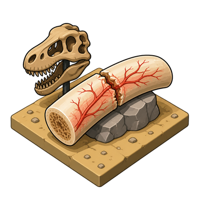 Blood vessels preserved in a broken rib of the largest known T. rex show healing in progress