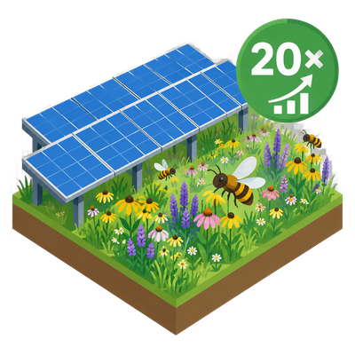 Minnesota solar farms planted with native habitat see native bees multiply 20-fold