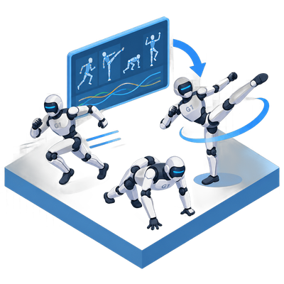 Humanoid robot learns to sprint and spin kick using AI trained on human motion data