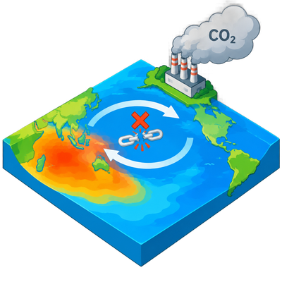 Greenhouse gas emissions break a 400-year climate link between the Indian and Pacific oceans