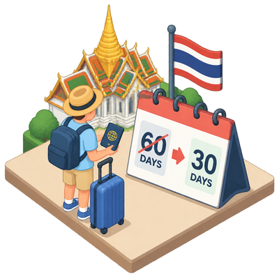 Thailand cuts visa-free stays for tourists from 60 days to 30