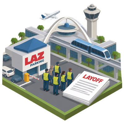 LAZ Parking files layoff notices for 247 LAX workers as People Mover nears