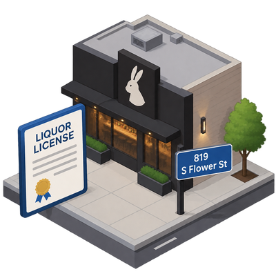 Liquor license issued to Black Rabbit Lounge for 819 South Flower Street
