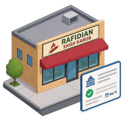 Rafidian Shish Kabob license record appears in Detroit food establishment data