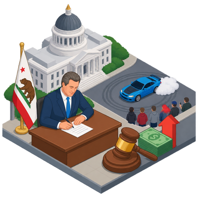 California signs law raising penalties for sideshow participation