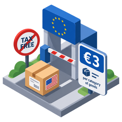 EU's €3 small-parcel duty ends tax-free shipping for US sellers