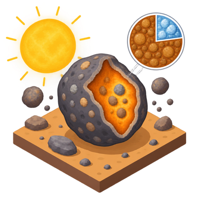 Solar system's first bodies built mostly from heat-forged rock, not ice