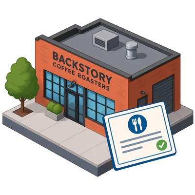 Mobile food handler license on record at Backstory Coffee Roasters' St. Paul base