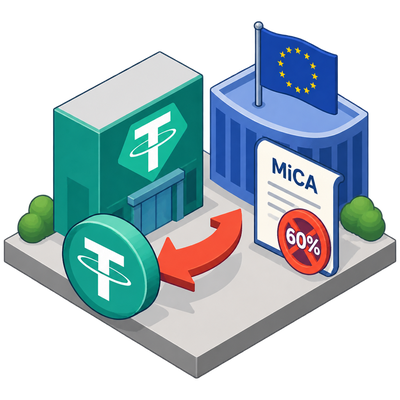 Tether exits EU stablecoin market over MiCA's 60% bank-deposit rule