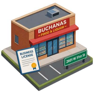 Chicago licenses Buchanas Food & Liquor at 2601 W 51st St