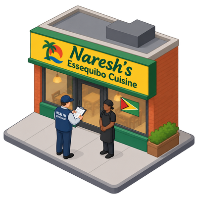 NYC pre-permit inspection at Queens restaurant Naresh's Essequibo Cuisine