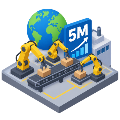 Global factory robot fleet hits 5 million, doubled in seven years