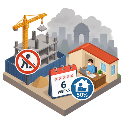 Delhi locks in six-week construction ban and 50% work-from-home for winter smog