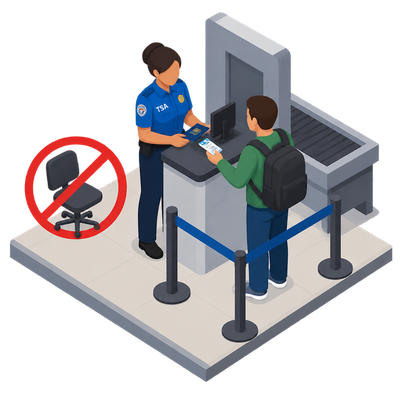 TSA removes chairs from airport ID checkpoints