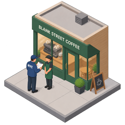 Blank Street Coffee receives NYC pre-permit inspection at 32 6th Avenue