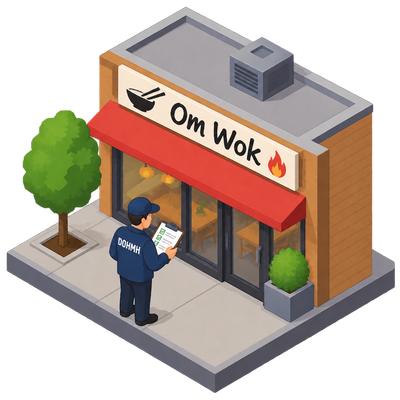 NYC pre-permit inspection filed for Om Wok in Queens
