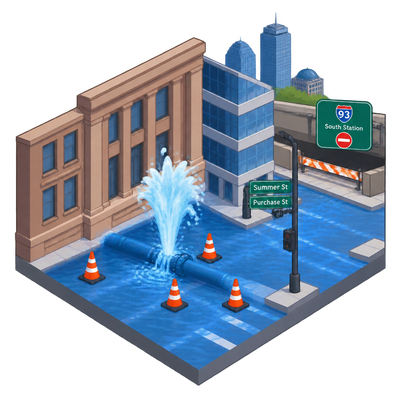 Second water main break in a week floods Boston's Financial District