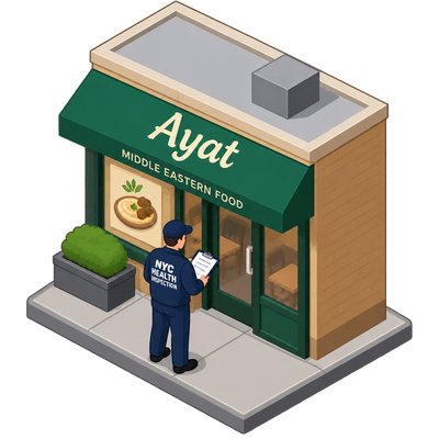 Ayat inspected for food permit at 33-27 Crescent Street