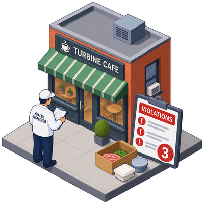 Turbine Cafe pre-permit inspection finds 3 critical violations in Brooklyn