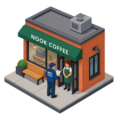 Nook Coffee undergoes NYC pre-permit inspection in Astoria