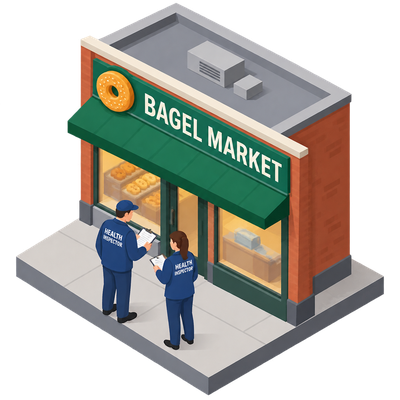 Health inspectors review Bagel Market for William Street food permit