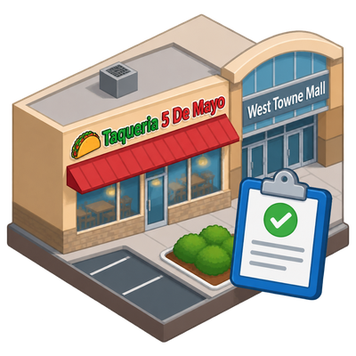 Taqueria 5 De Mayo license on record at Madison's West Towne Mall