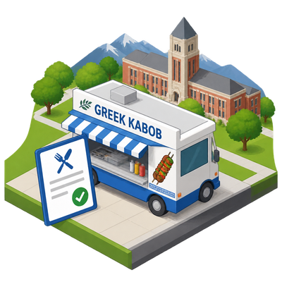 Greek Kabob food license appears for University of Utah campus address