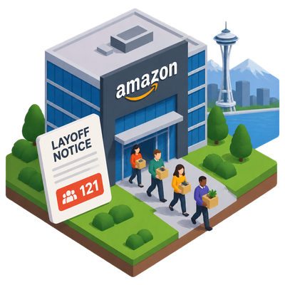 Amazon files fourth Washington layoff notice of 2026 covering 121 workers