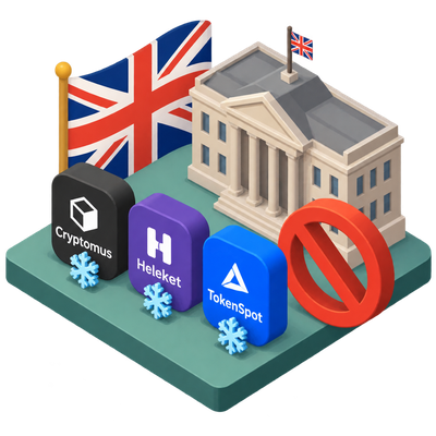 UK sanctions crypto firms Cryptomus, Heleket, and TokenSpot