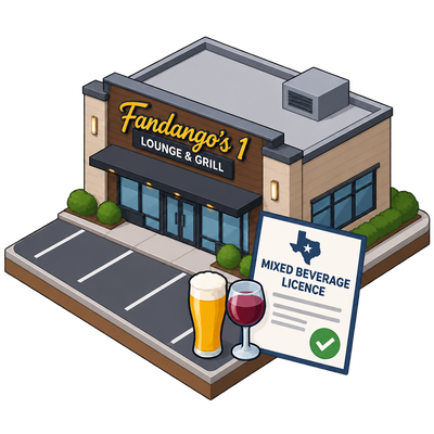 Fandango's 1 Lounge & Grill receives Texas mixed beverage licence