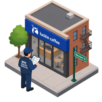 Luckin Coffee receives health inspection at Greenwich Village location