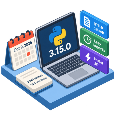 Python 3.15.0 ships with UTF-8 default, lazy imports, and faster JIT