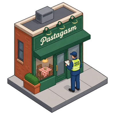 Pastagasm undergoes pre-permit inspection at 124 MacDougal Street
