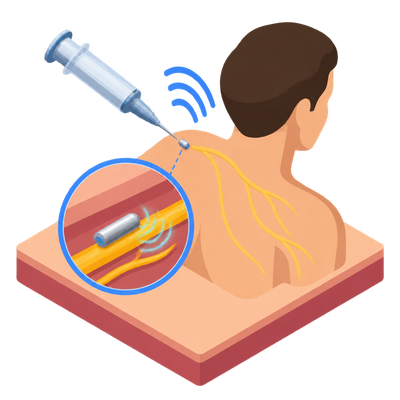 Seed-sized injectable device wirelessly stimulates nerves for chronic pain