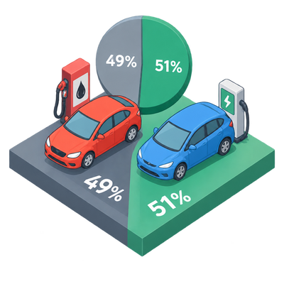 Gas-only cars fall below half of global new-car sales for the first time