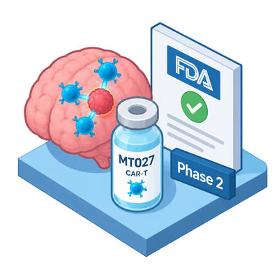 FDA clears T-MAXIMUM's off-the-shelf CAR-T MT027 for Phase 2 brain metastasis study