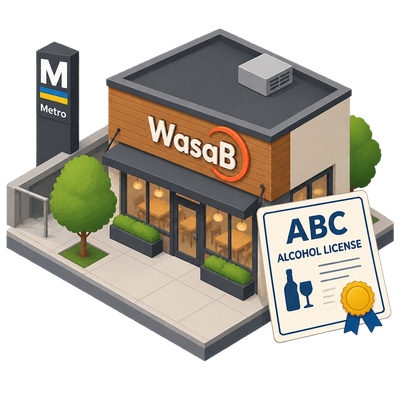 WasaB restaurant receives Virginia ABC license at Ballston Metro Center