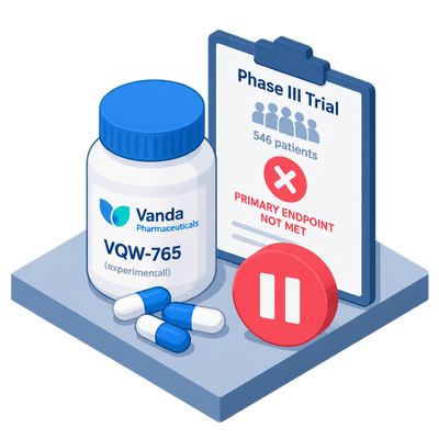 Vanda's anxiety drug VQW-765 fails late-stage trial, program on hold
