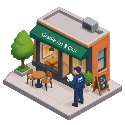 Grabie Art & Cafe undergoes NYC pre-permit health inspection