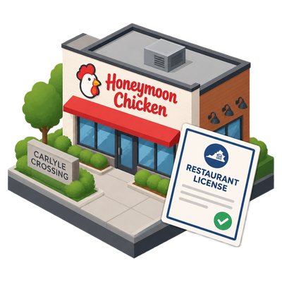 Honeymoon Chicken licensed at Alexandria's Carlyle Crossing